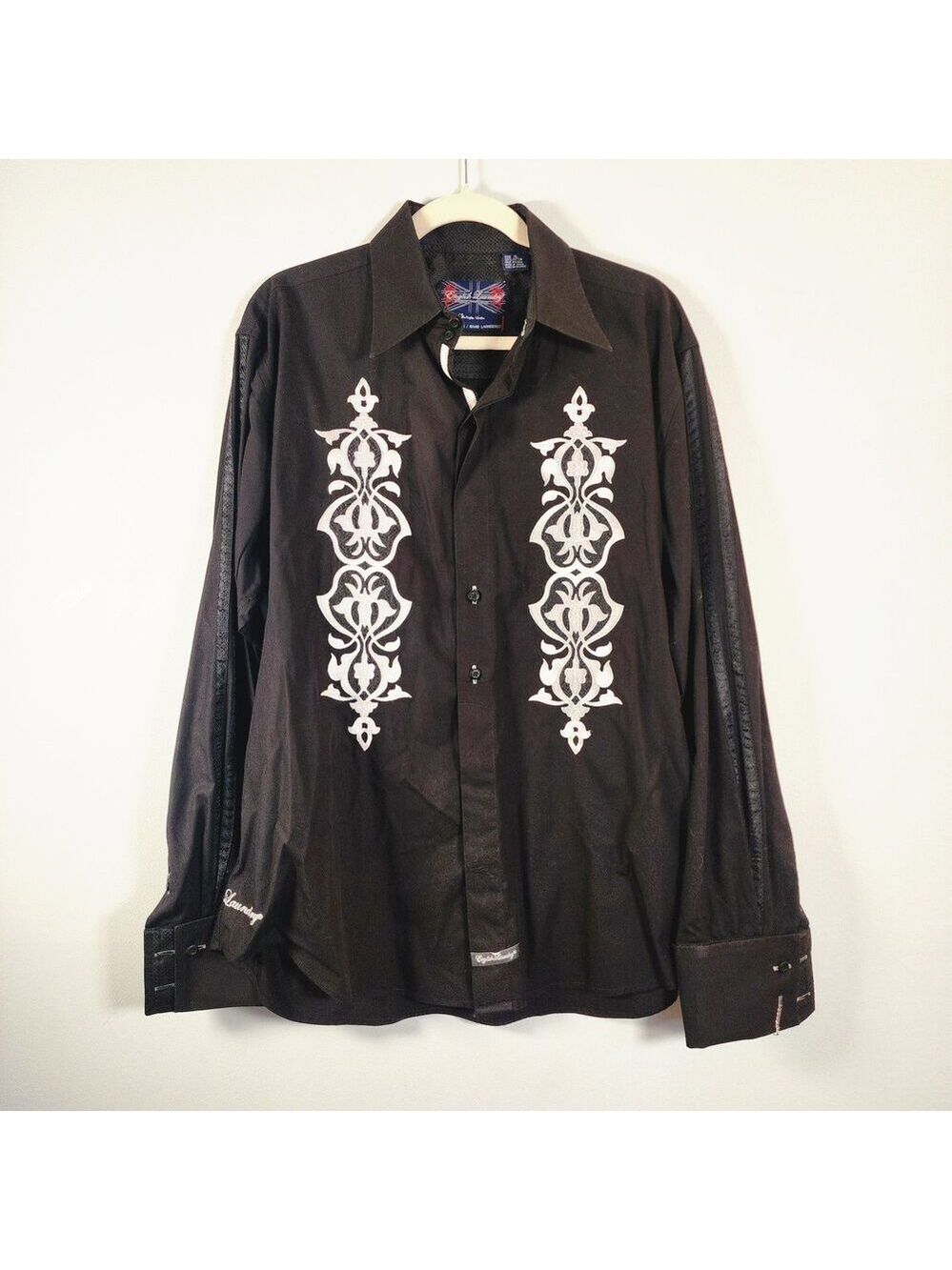English Laundry Christopher Wicks‎ Baroque Embroidered Shirt XL NWOT Gothic Y2K
